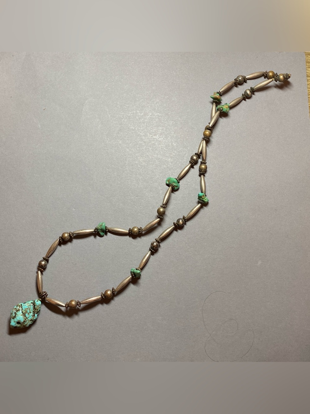 Vintage Navajo sterling silver turquoise necklace